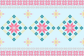 Festive Pixel Art Fabric Design: Geometric Shapes in Vibrant Colors for Christmas – Ideal for Scarves, Blankets, Tablecloths, Rugs, Clothing, and Decoration ,ethnic pattern