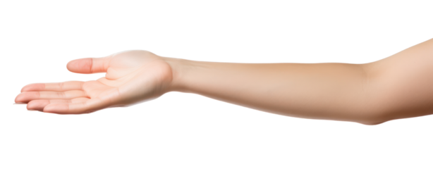 woman open hand up holding nothing empty Palm transparent background