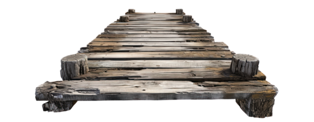 wood pier port and pole boardwalk in lake clip art transparent background