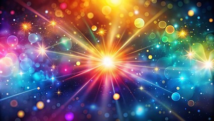Fototapeta premium Colorful abstract background with vibrant bokeh lights and cosmic elements