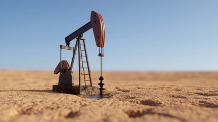 Energy Crisis Concept - Oil Well Running Dry with Copy Space, Selective Focus, and