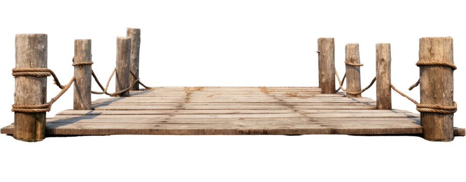 wood pier port and pole boardwalk in lake clip art transparent background