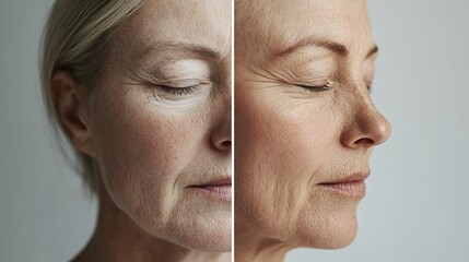 Fototapeta premium Showcasing skin aging in women and rejuvenation effects