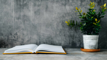 Open Notebook With Blank Pages Grey Textured