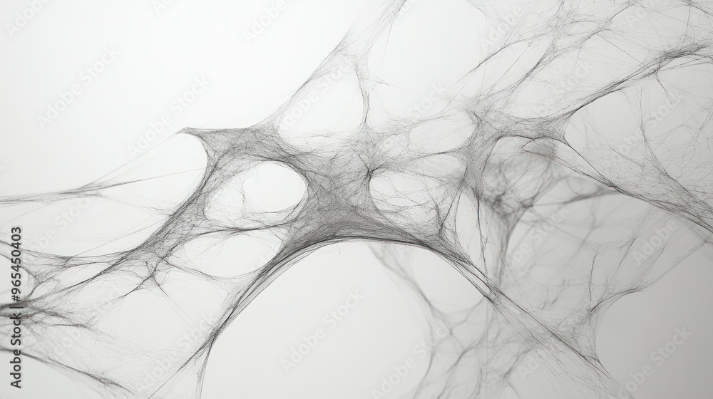 Poster intricate spider web with circular holes against a white background