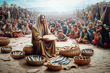 Jesus Christ, Feeds the five thousand - Biblical story