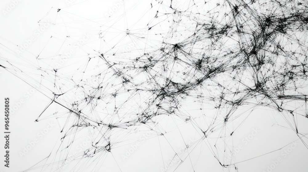 Poster Abstract Black Web-Like Pattern on a White Background