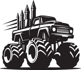 Monster truck silhouette vector illustration isolated on a white background