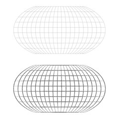 Simple stipple black blank world grid of meridians and parallels on a white background. Futuristic or retro halftone grain, pointillism style concept for presentation, or poster. Vector illustration