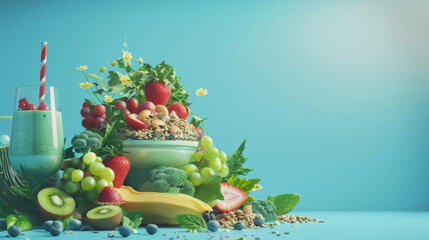 Fresh Smoothie and Fruit Bowl for World Vegan Day
