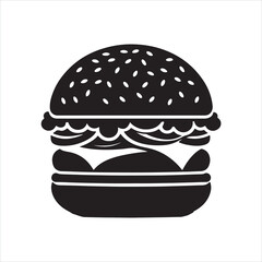 Hamburger silhouette on white background
