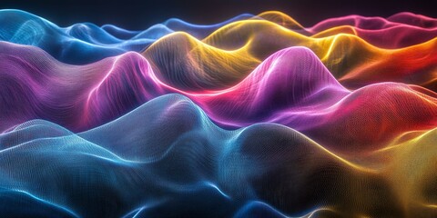 Obraz premium Abstract colorful glowing waves, digital art.