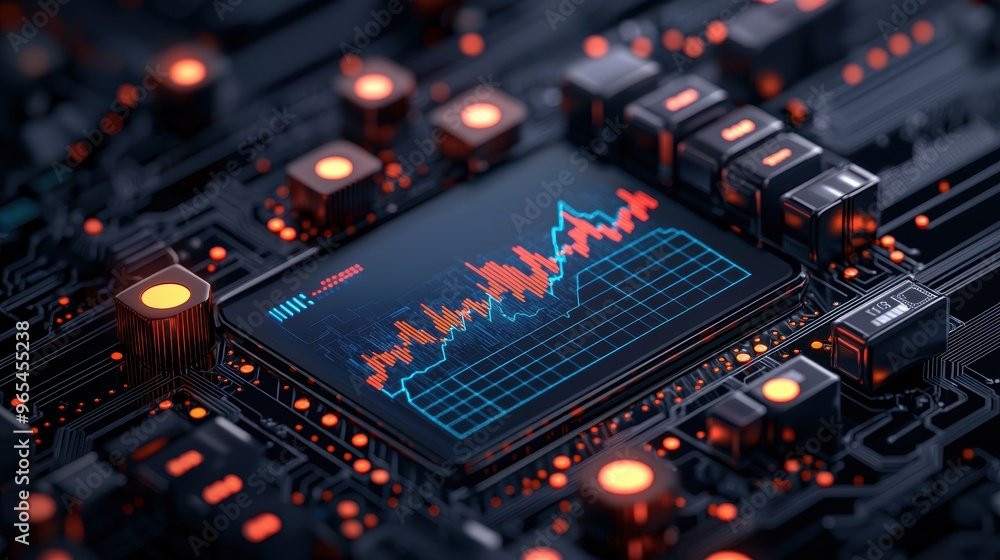 Poster illuminated futuristic oil market display showing holographic price fluctuations with dark tech inte