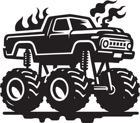 Monster truck silhouette vector illustration isolated on a white background