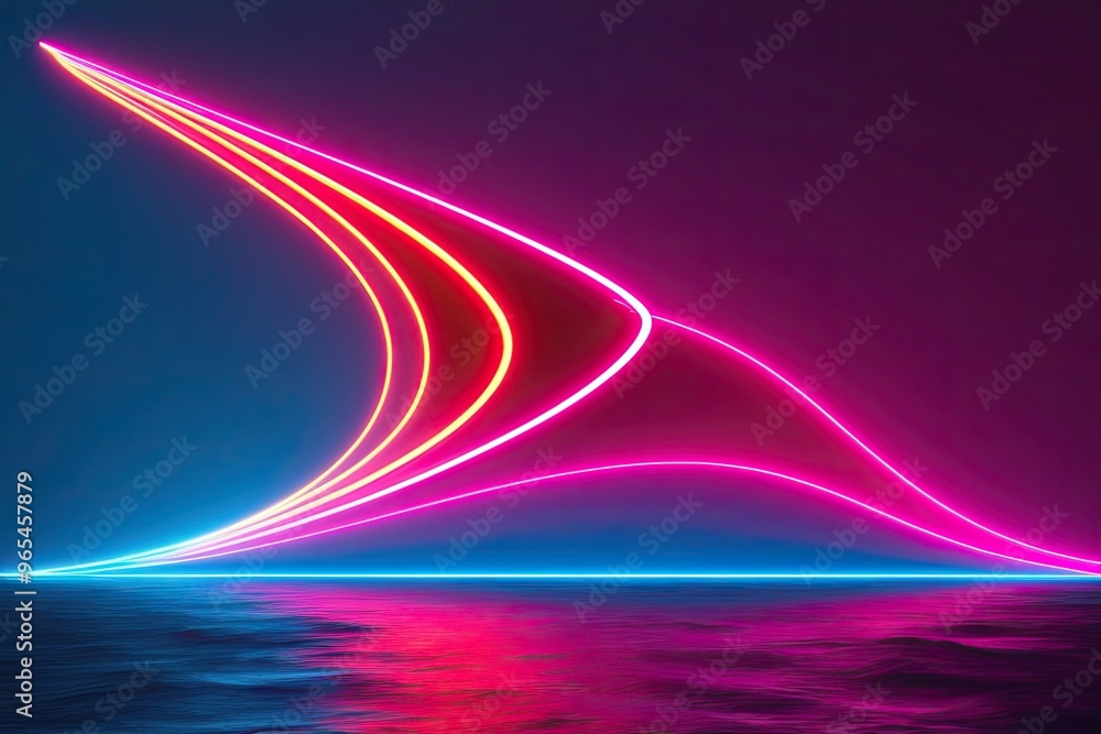 Aufkleber vibrant neon flow design with dynamic glowing abstract elements and fluid motion