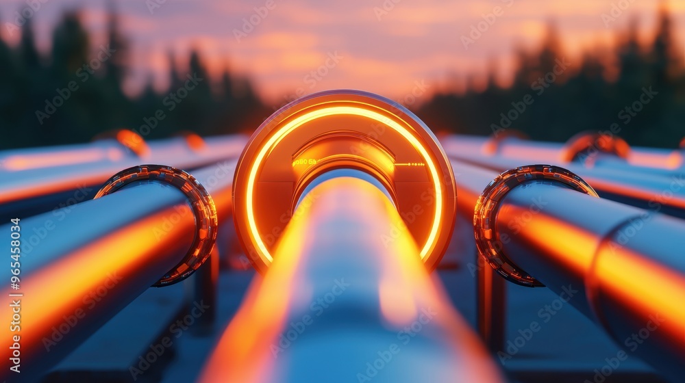 Aufkleber futuristic digital oil pipeline holographic data flow analysis - with copy space and selective focus