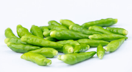 Chili Peppers in Green – Simple and Bold on a White Background
