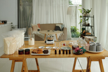 Natural materials on table preparing to make handmade candles