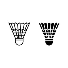 Badminton ball icon set. Line badminton symbol. Thin linear graphic pictogram for web site color editable