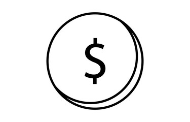 dollar coin set, Stacked golden coins illustration, dollar drawn with one continuous line. Vector , Continuous line drawing of Coins stack with tree growing. vector design line art 