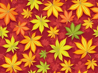 Obraz premium Seamless wallpaper with a repeating pattern of vibrant autumn leaves
