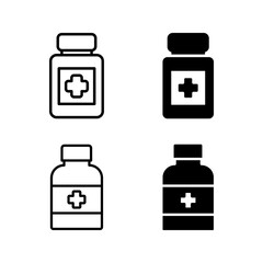 Obraz premium Medicine bottle icon set on background color editable
