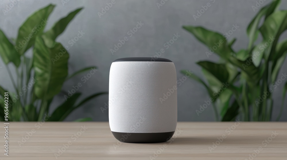 Aufkleber futuristic smart home assistant in with ray tracing on minimalistic background