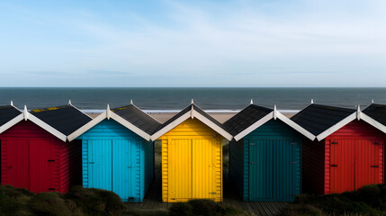 Naklejka premium Ostend Beach Huts From Above