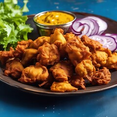 Delicious Indian traditional dish Pakora or bhaji or Bhajji