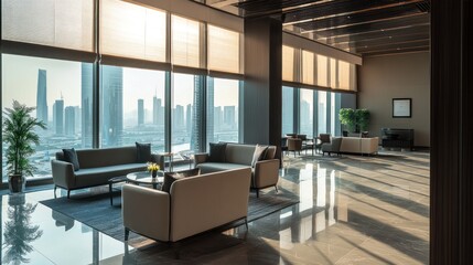 Modern Office Lounge with City View