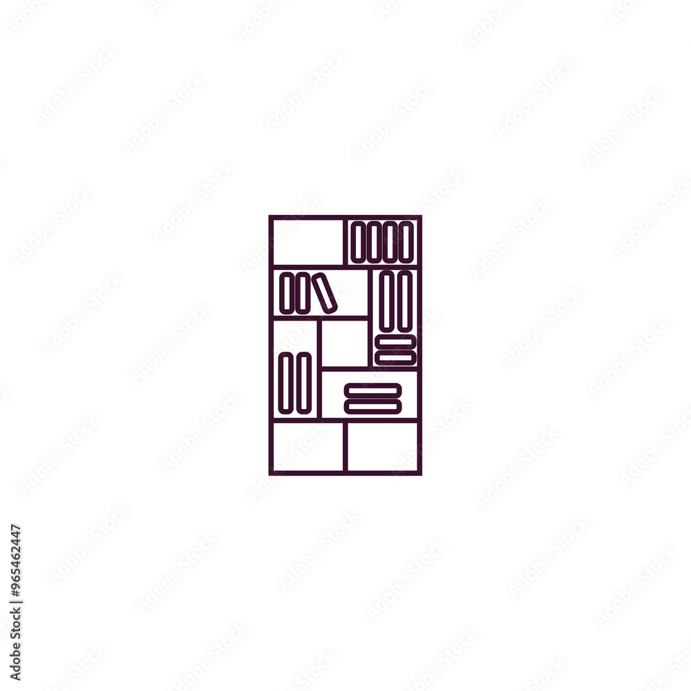 Poster bookshelf with books outline icon. Linear vector from education concept. Thin line bookshelf with books icon isolated on white background