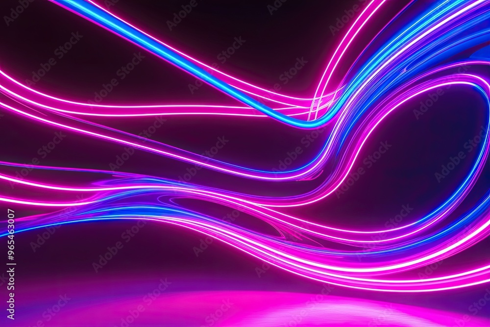 Aufkleber vibrant neon 3d flowing design with luminous abstract shapes and dynamic motion