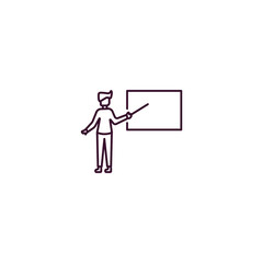 teacher with stick outline icon. Linear vector from education concept. Thin line teacher with stick icon isolated on white background