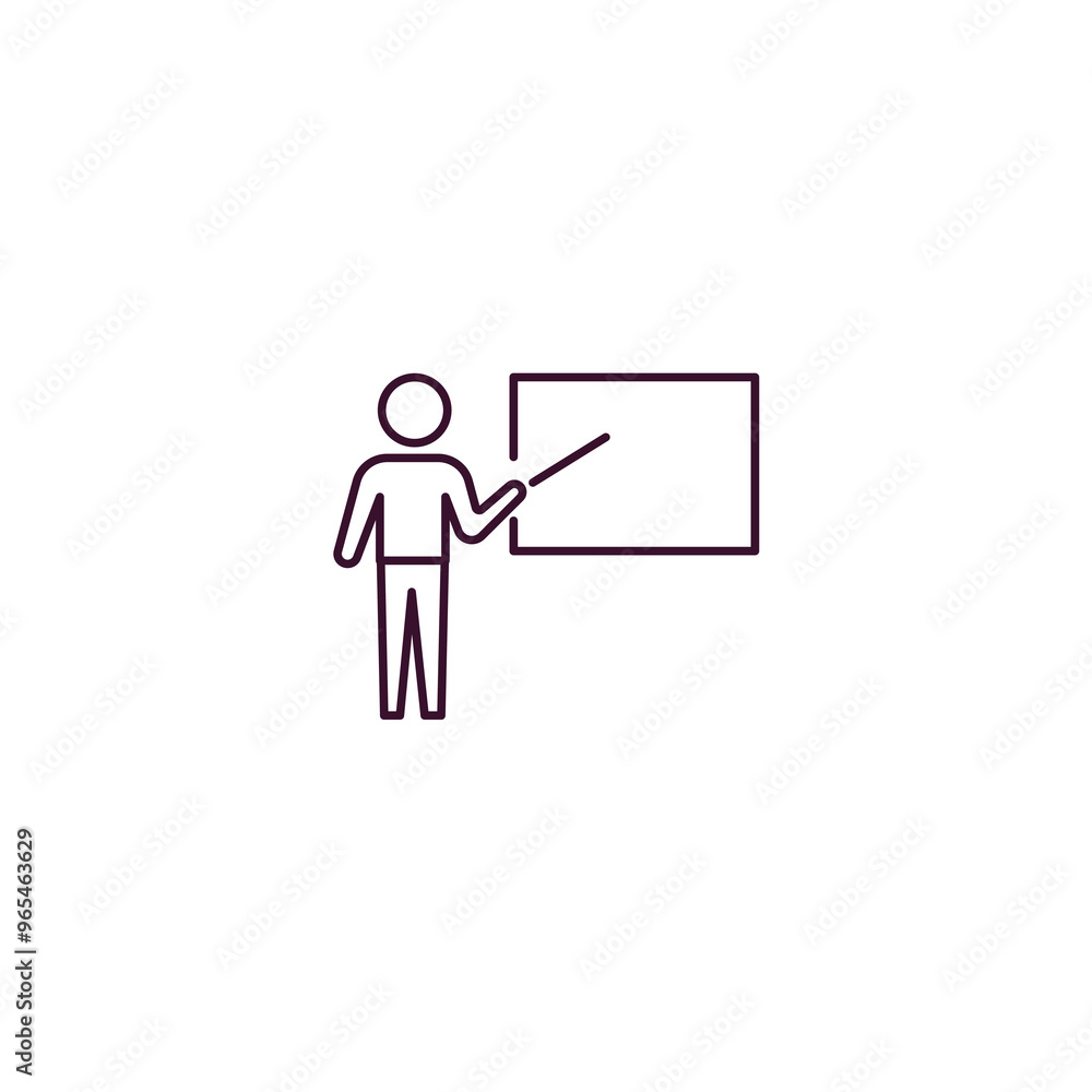 Poster teach outline icon. Linear vector from education concept. Thin line teach icon isolated on white background