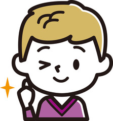 男の子表情のアイコン　サムズアップ