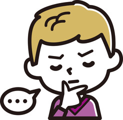 Obraz premium 男の子表情のアイコン 悩む