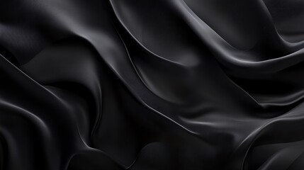 Obraz premium Fluid black waves on a matte dark background, delicate and graceful, forming an abstract and modern composition, smooth and elegant