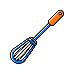 Fototapeta premium Whisk illustration in blue and orange for kitchen and cooking use