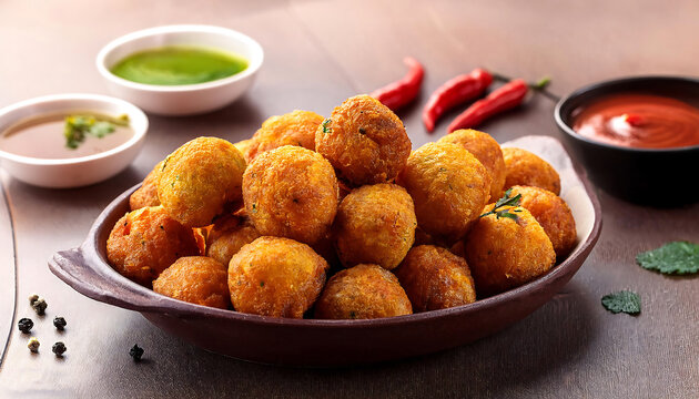 Delicious Indian traditional dish Pakora or bhaji or Bhajji