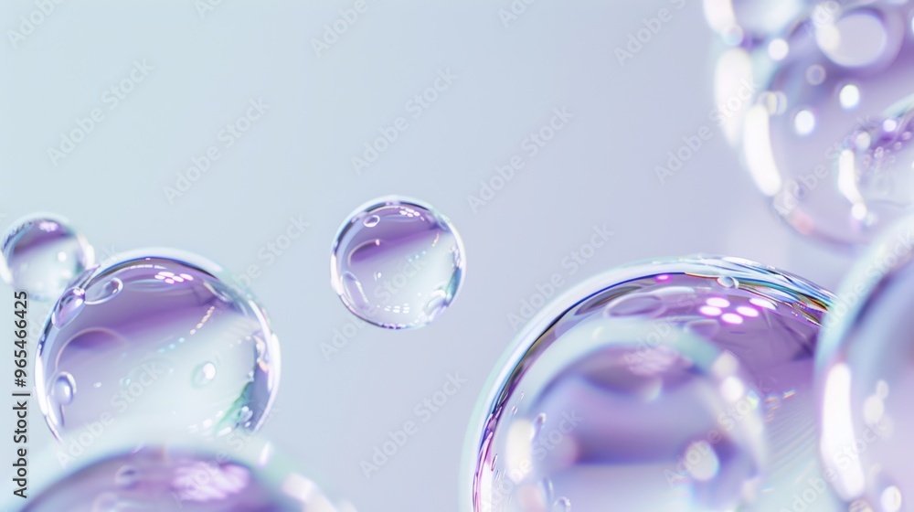 Poster serum droplets with a clear, glossy appearance and even texture