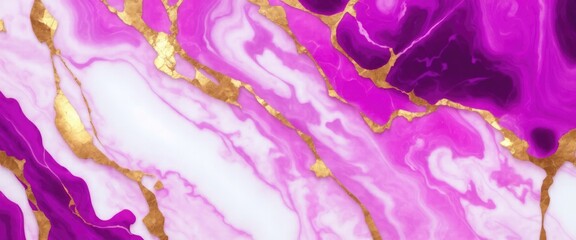 Pink and Purple Marble Texture with Cracked Gold Veins Background