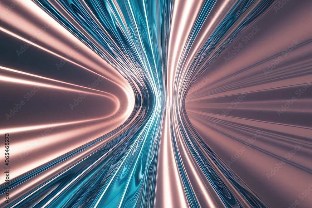 Poster stunning luminous 3d wave form radiating abstract shape with fluid dynamics
