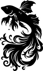Obraz premium Betta fish silhouette vector clip art-01 