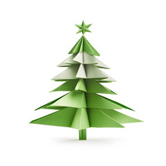 Obraz premium Origami paper Christmas tree isolated on white background
