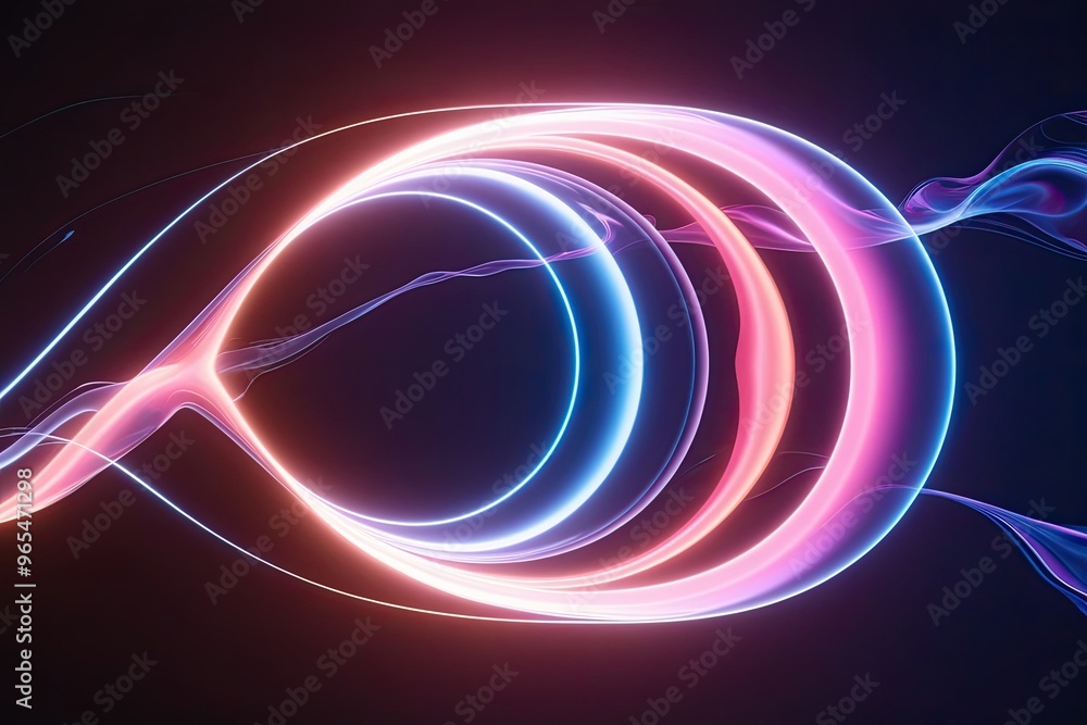 Aufkleber dynamic electric color shift abstract shape with glowing oscillating fluid motion