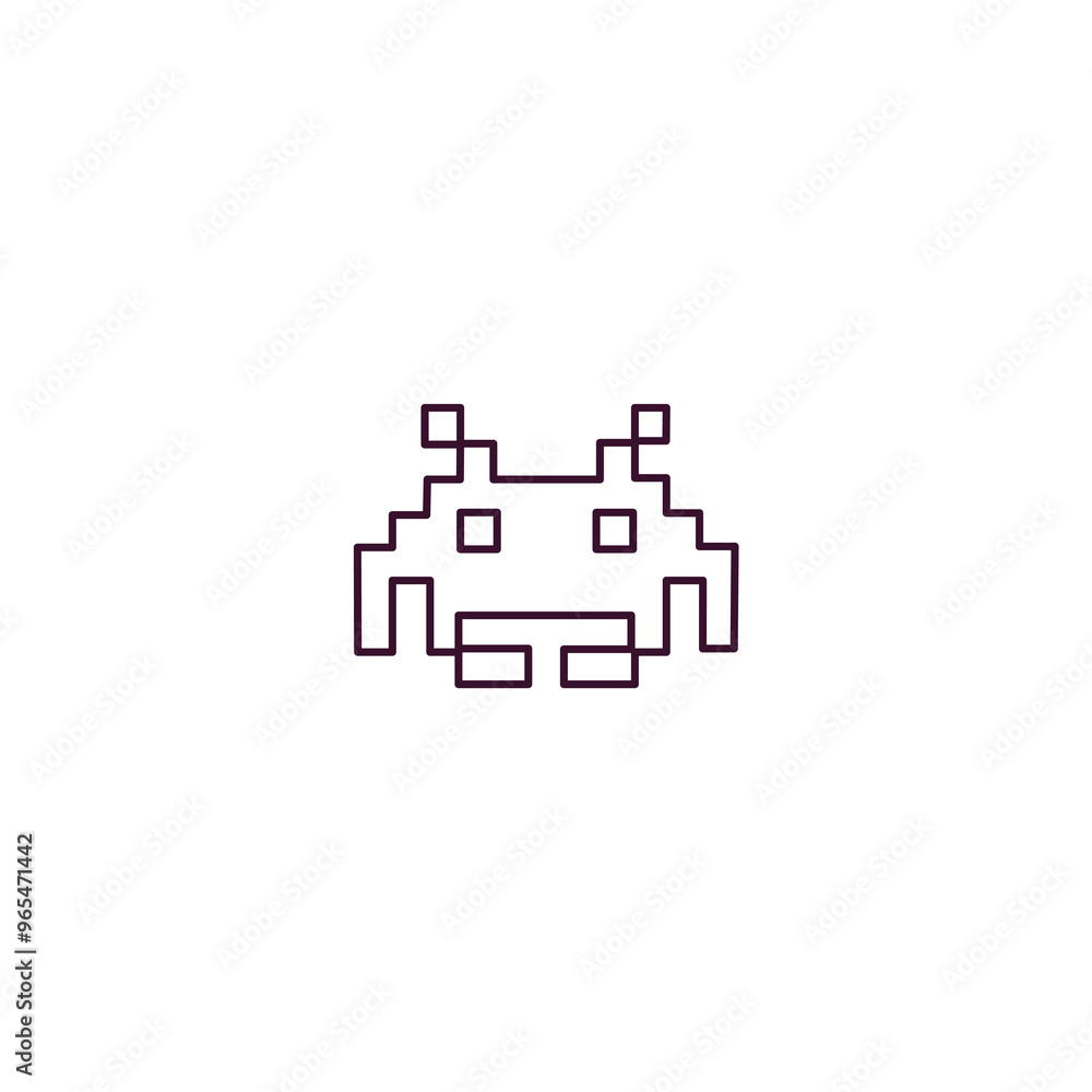Poster space invaders outline icon. linear vector from entertainment concept. thin line space invaders icon