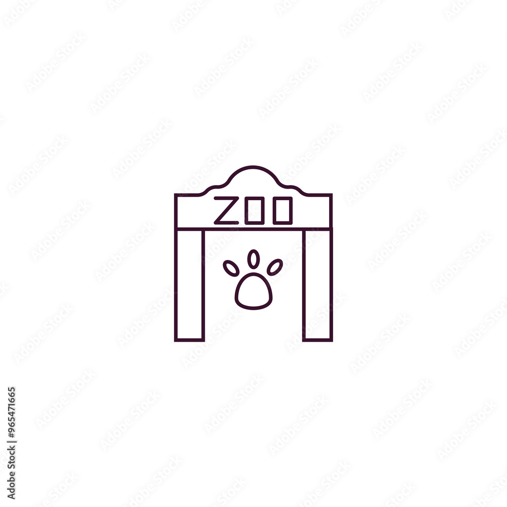 Poster zoo outline icon. linear vector from entertainment concept. thin line zoo icon isolated on white bac