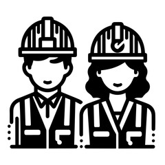 .Professional Workers Male and Female in Safety Helmets. Construction worker avatar icon