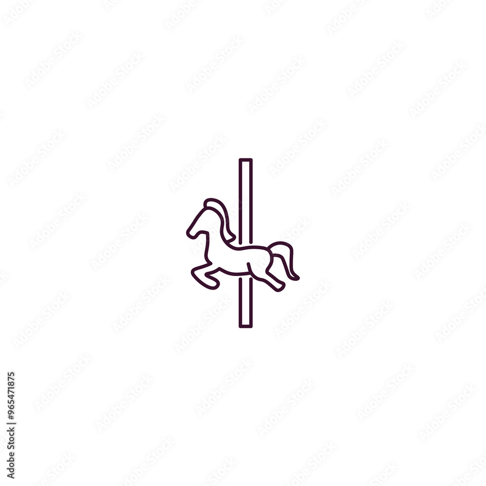 Poster carousel horse outline icon. linear vector from entertainment concept. thin line carousel horse icon