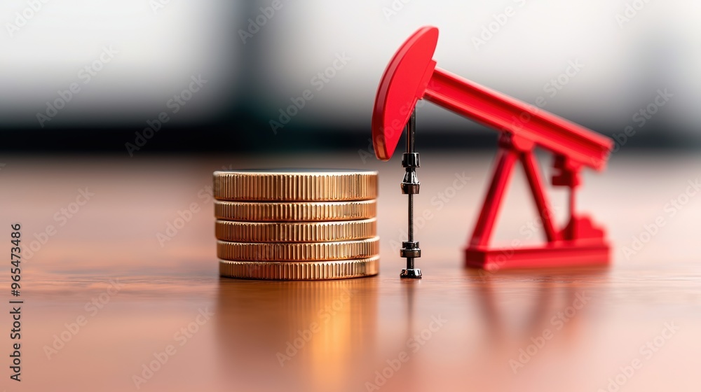 Poster analyzing oil price movement with market graph - selective focus copy space background